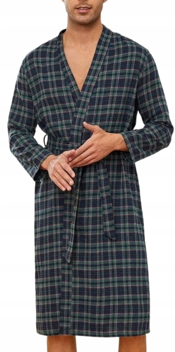 Tenký Kostkovaný Župan Celoroční Pánský Elegantní Župan M