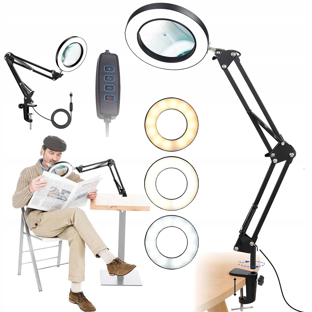 Lampa Dermatologická Kosmetická Lupa Nastavitelná Pro Řasy Na Nehty 12W Led