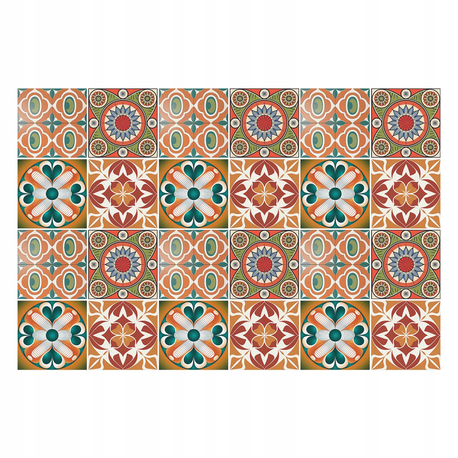 Sada samolepek na dlaždice Orientálně zdobená mozaika 24 ks 20 x 20 cm