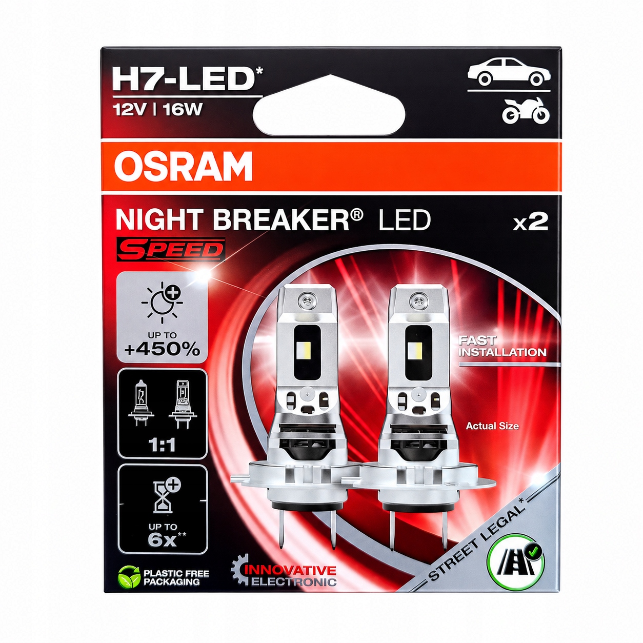 H7 Led Osram Night Breaker Led Speed 16W 1:1 Plug & Play Homologácia