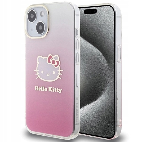 Etui Hello Kitty IML Gradient Electrop Kitty Head na iPhone 15 różowe