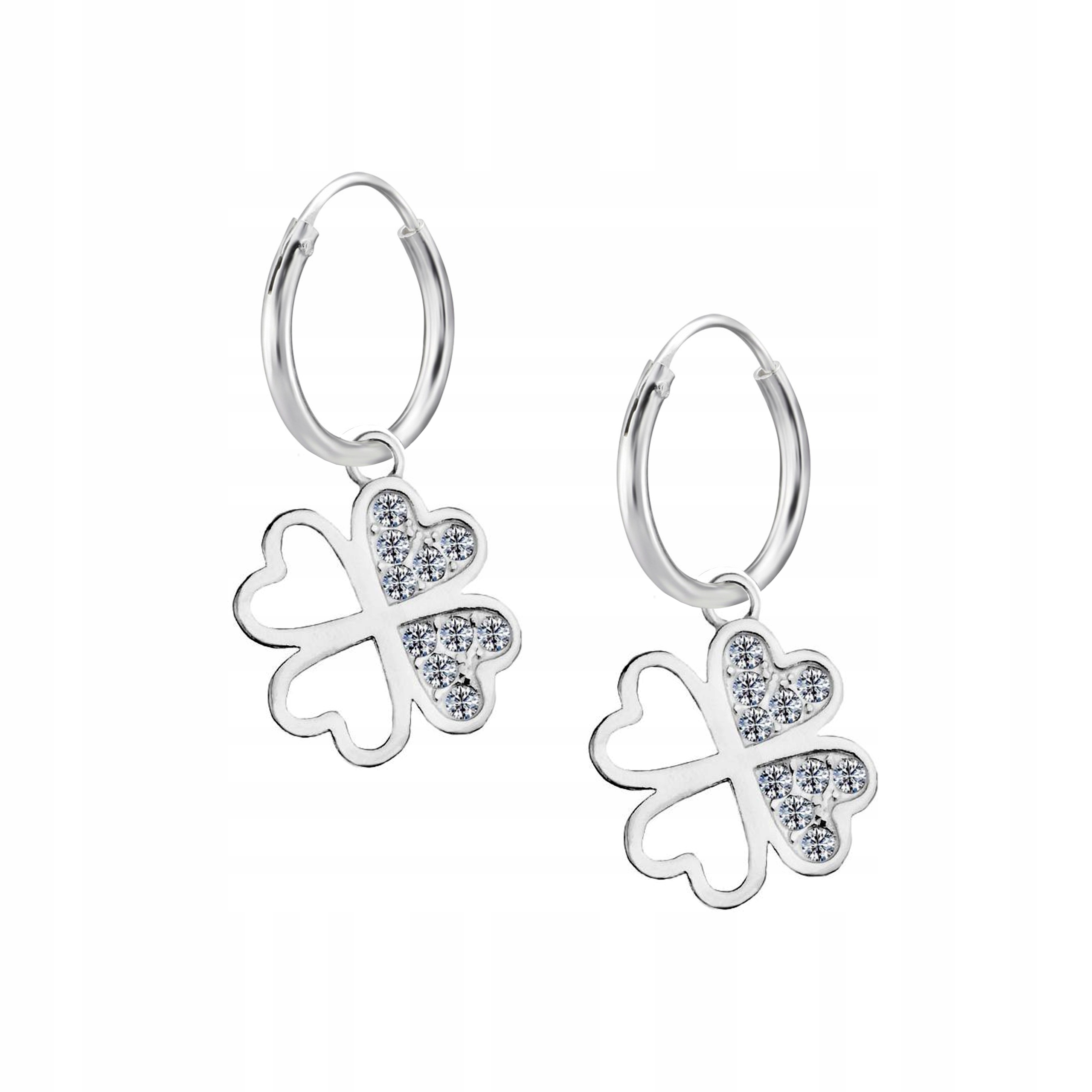 

Srebrne Kolczyki Koła Koniczynka srebro 925