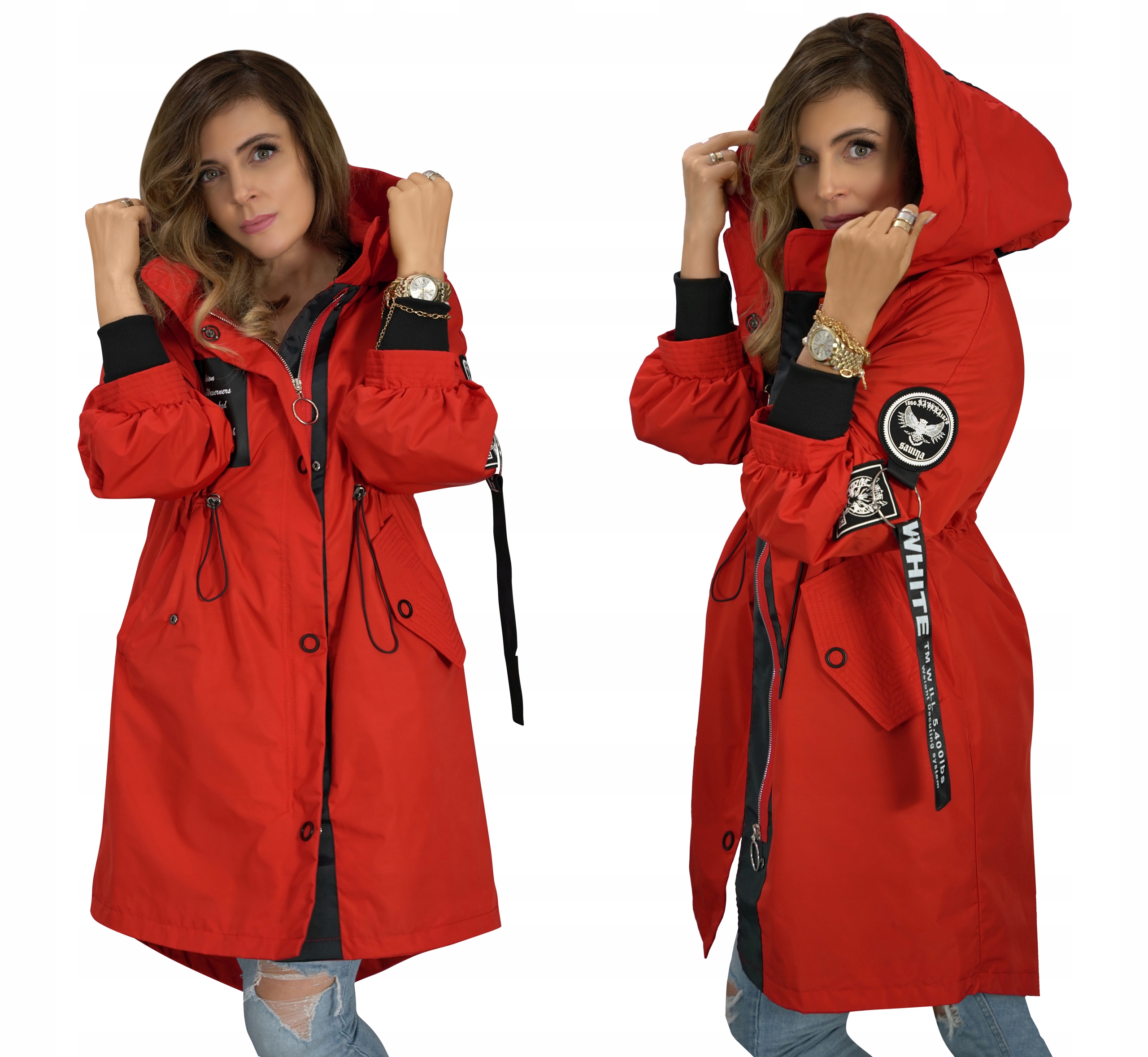 

Kurtka Parka z kapturem Wiosenna 3WILL czerwon XL