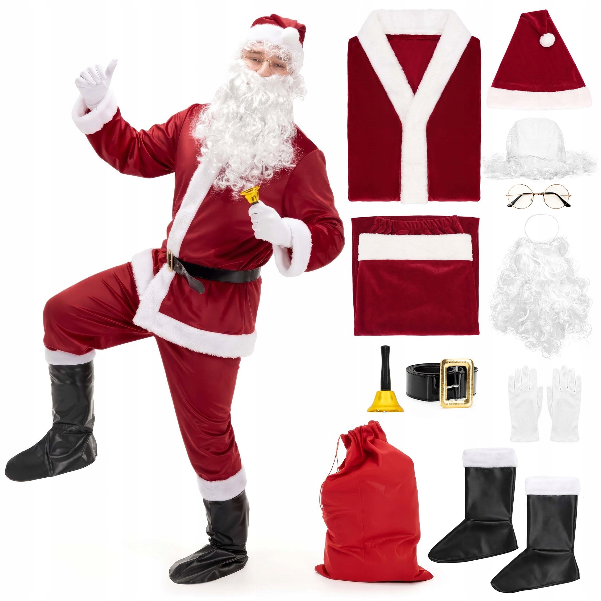Kostým Santa Claus Hvězda Kostým Vánoce Sada 11 el. Čepice Sáček