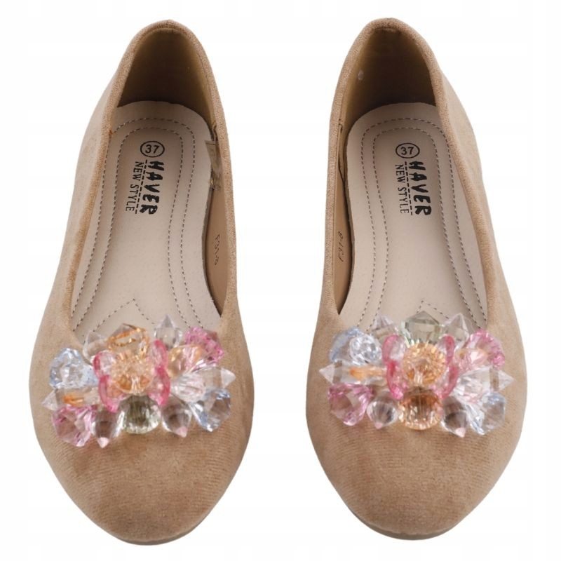 CAMELOWE BALERINKI DAMSKIE WSUWANE PŁASKIE Z KOKARDĄ GŁADKIE WKŁ.EKOSKÓRA