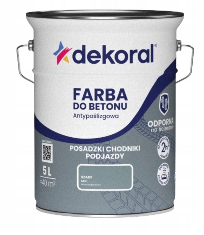 Dekoral Antypoślizgowa do Betonu Akrylit B 5l Szary