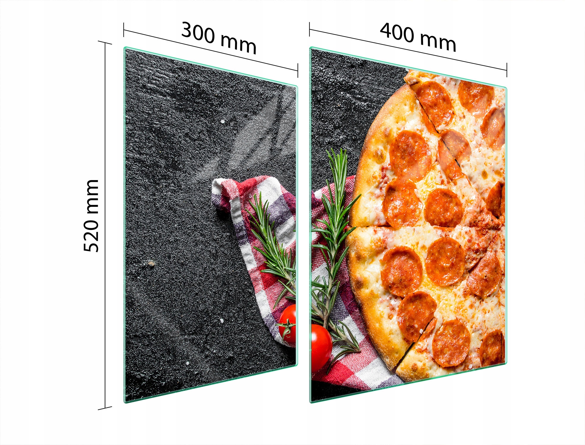 Skleněná Ochranná Deska Na Sporák 70x52 Pizza Tvrzené Sklo