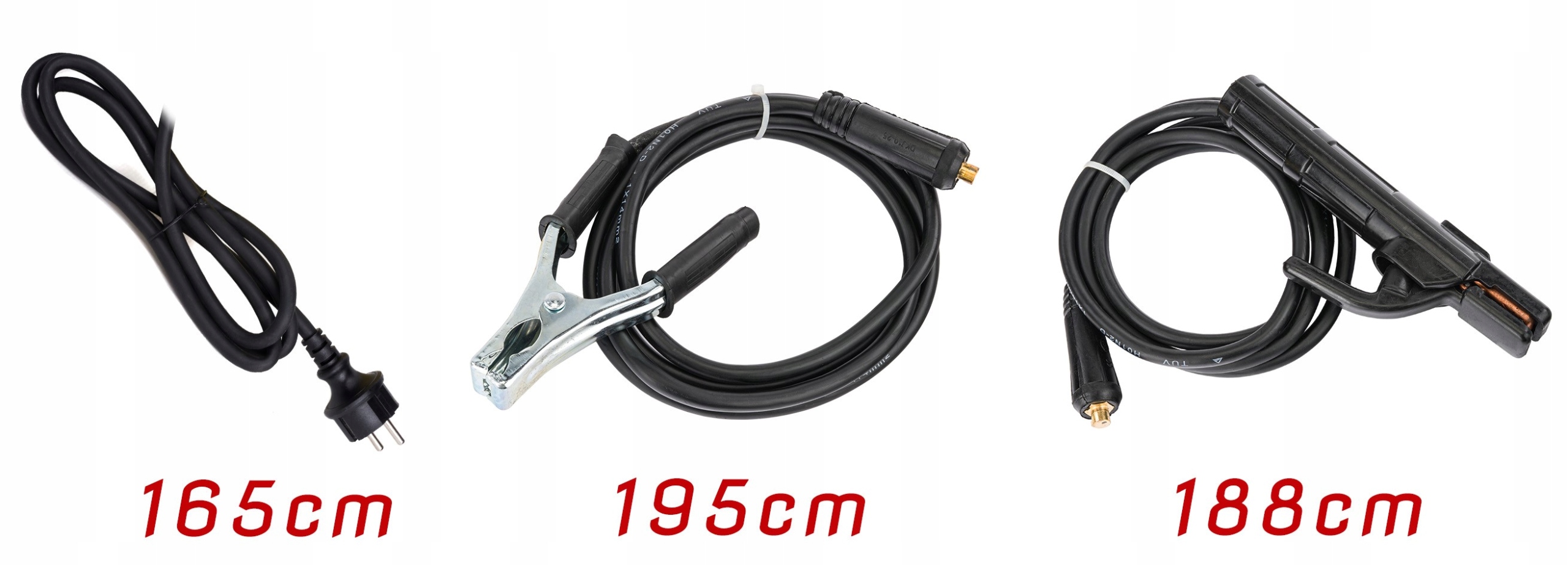 SPAWARKA INWERTOROWA INWERTEROWA LCD MMA 315A IGBT HOT START ANTI STICK VRD Długość przewodu spawalniczego 188 cm