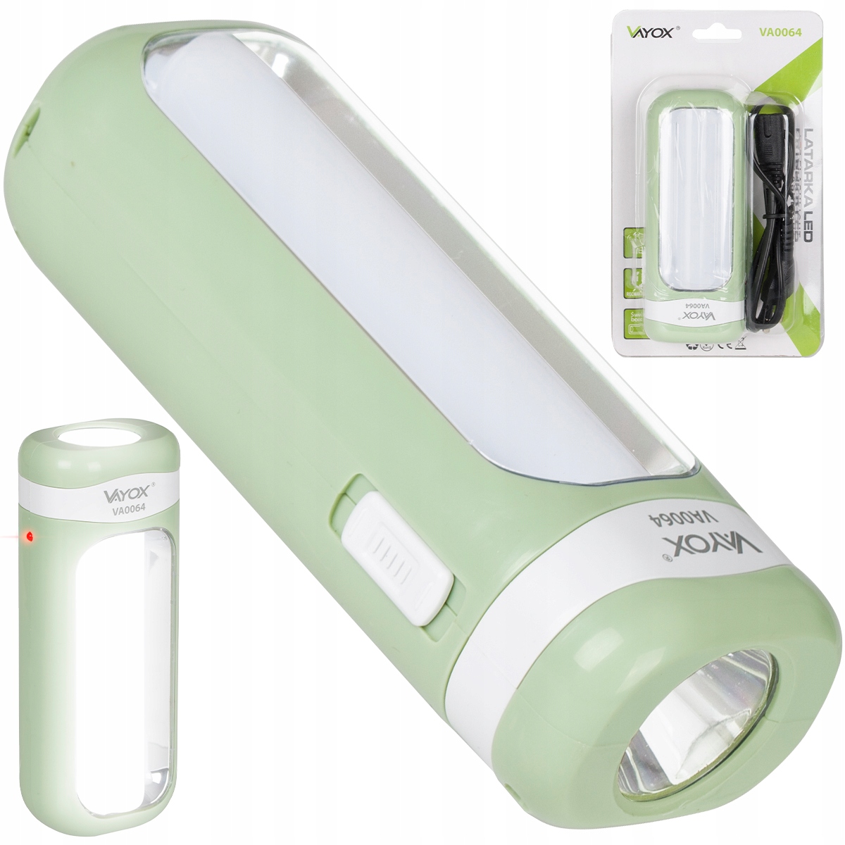 LATARKA LED AKU ZE ŚWIATŁEM BOCZNYM ŁADOWALNA 230V