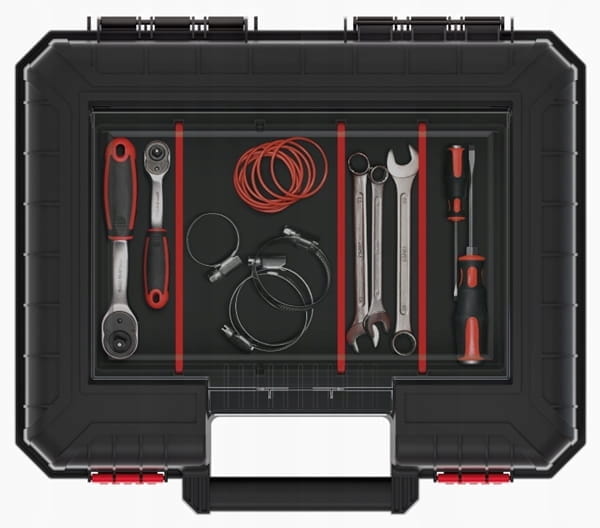 Walizka na elektronarzędzia z transparentnym organizer