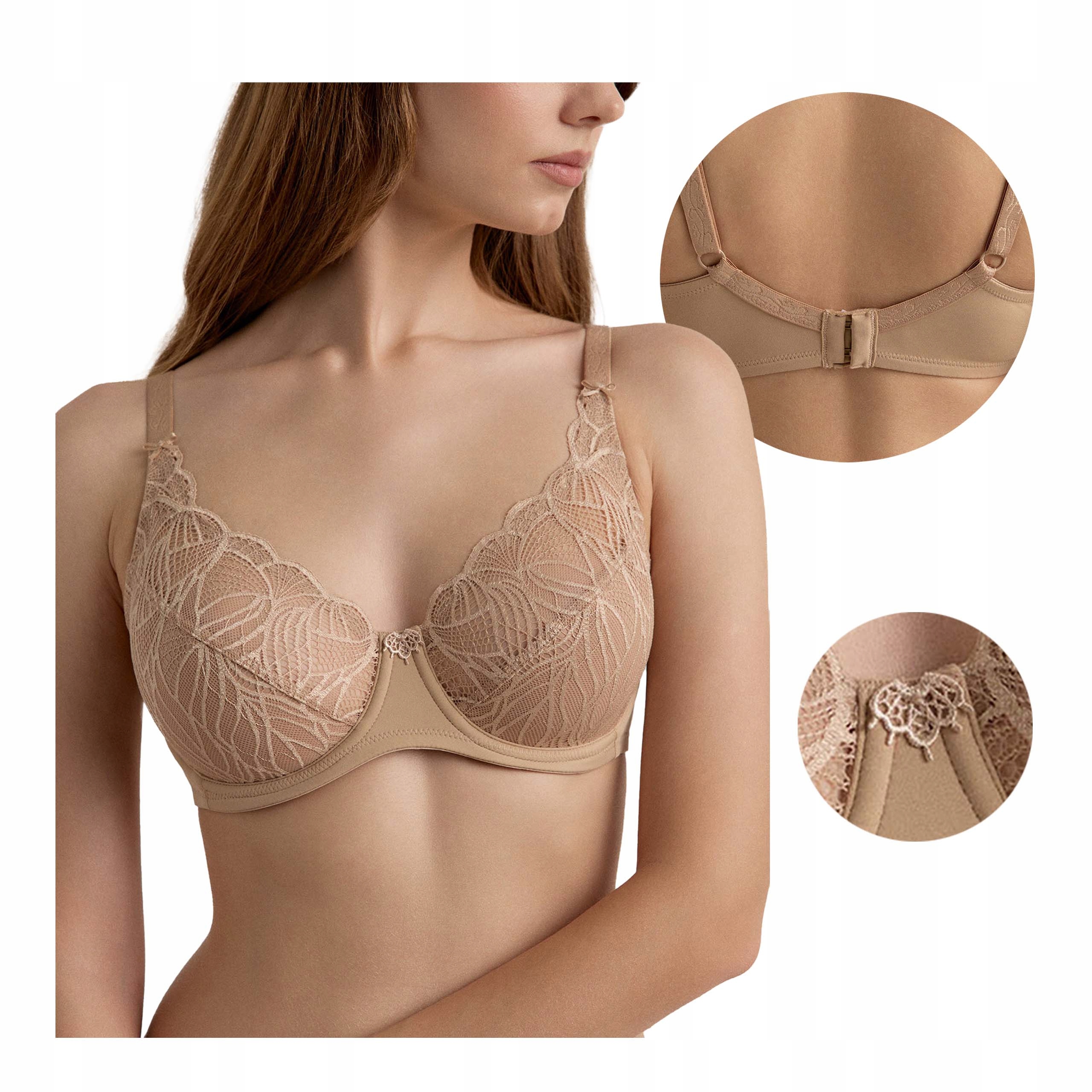 Podprsenka měkká s kosticemi, krajková, 75D, v tělové barvě, sexy Conte