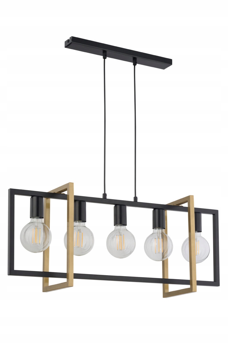 Závesná dekoratívna geometrická lampa loft čierna zlatá 5 bodov Sigma