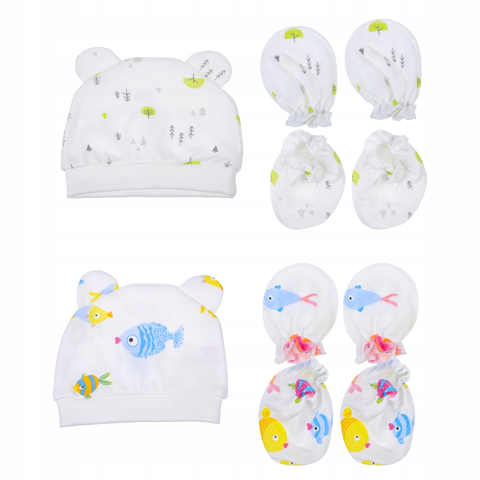 CHŁOPIĘCE CZAPKI Z RĘKAWICZKAMI CZAPKI 2 ZESTAWY CHŁOPIEC NOWORODKA Rozmiar (new) 182 (177 - 182 cm)