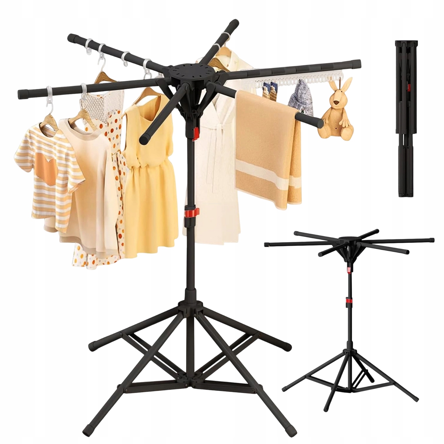 Skládací Stojan Na Prádlo, Černý, 6 Ramen, Odolný, Praktický