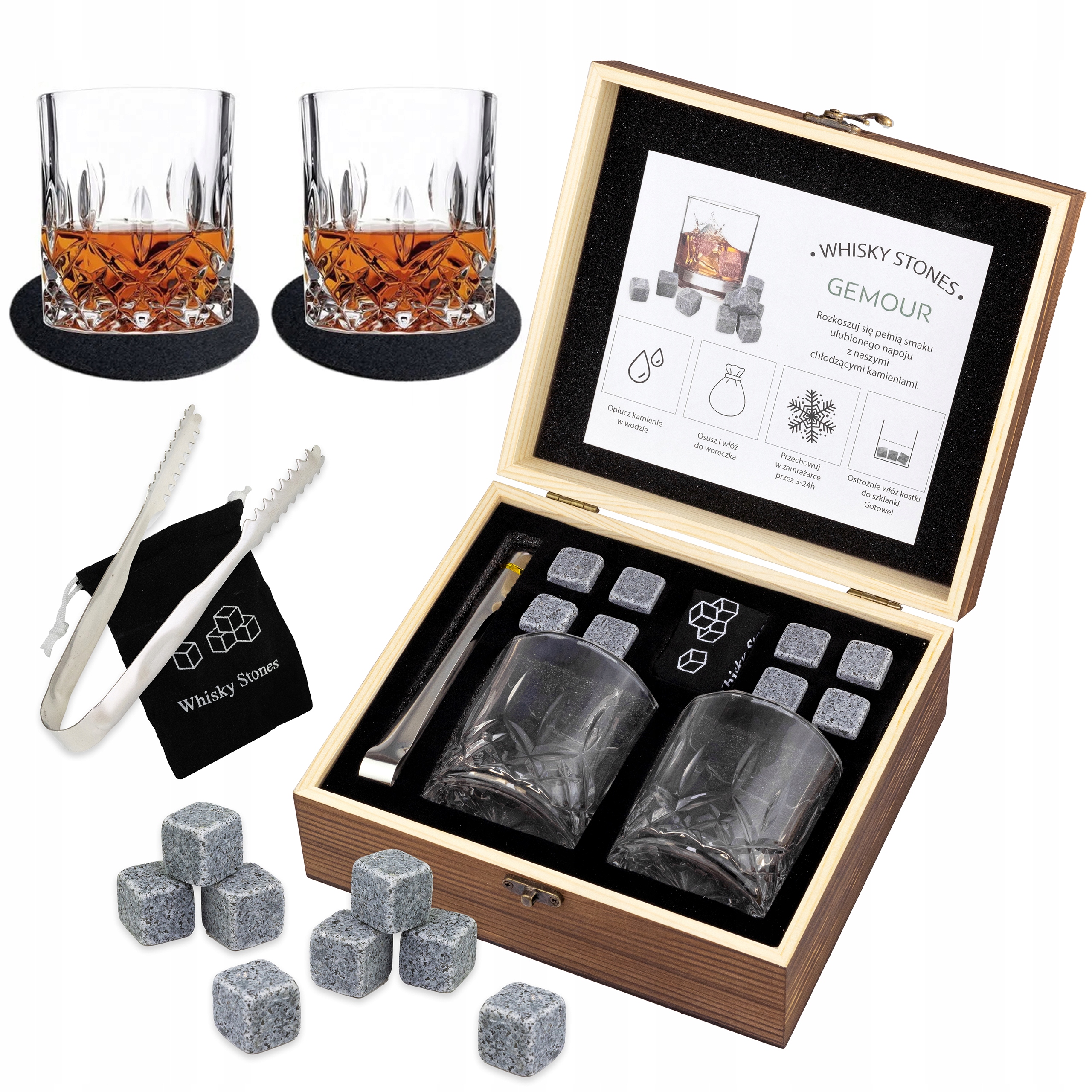Sada sklenice na whisky jako Dárek Chladící kameny Krabice 16 ks