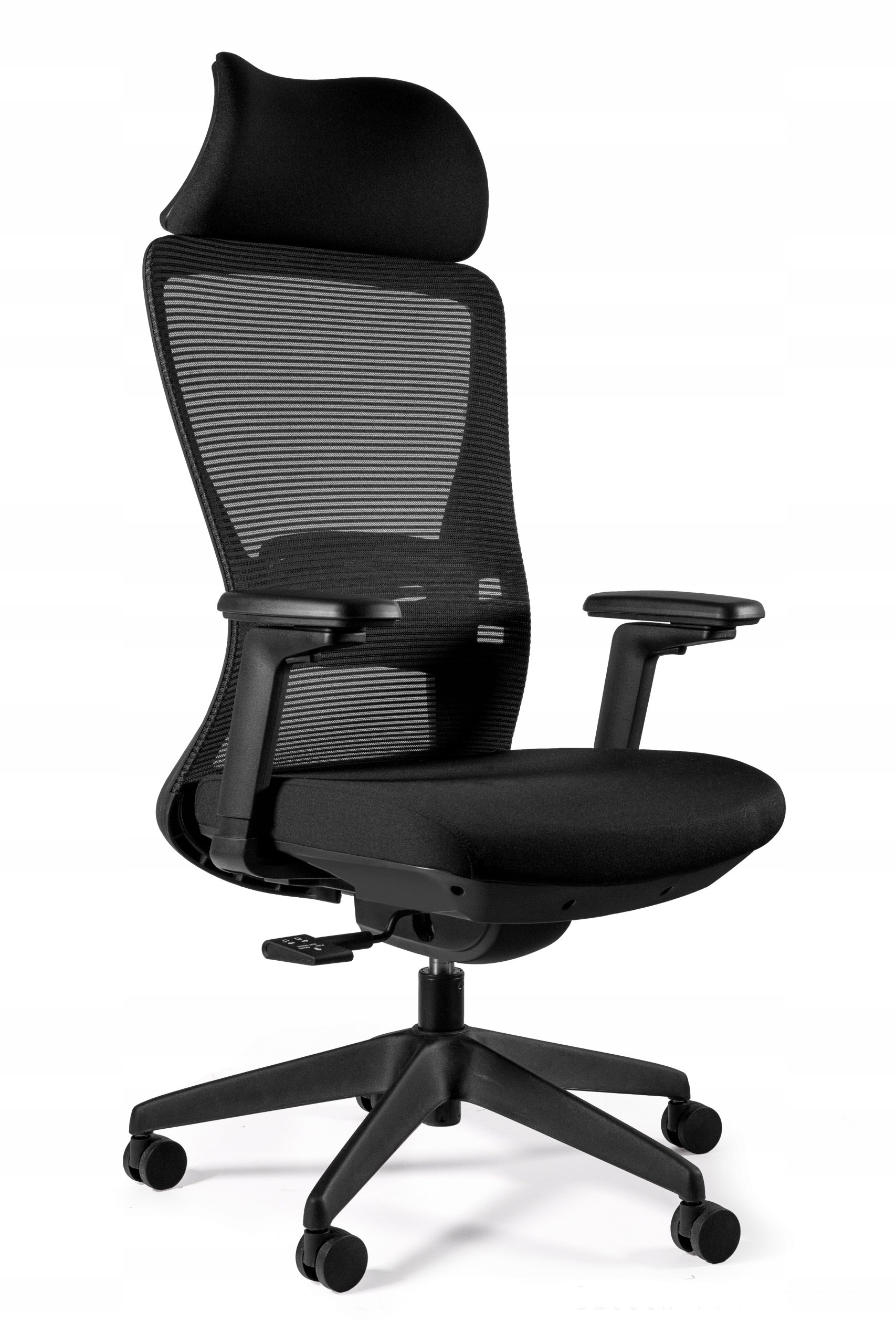 Fotel Pracowniczy z Zagłówkiem Obrotowy Ergonomiczny Hove Czarny do 130 kg