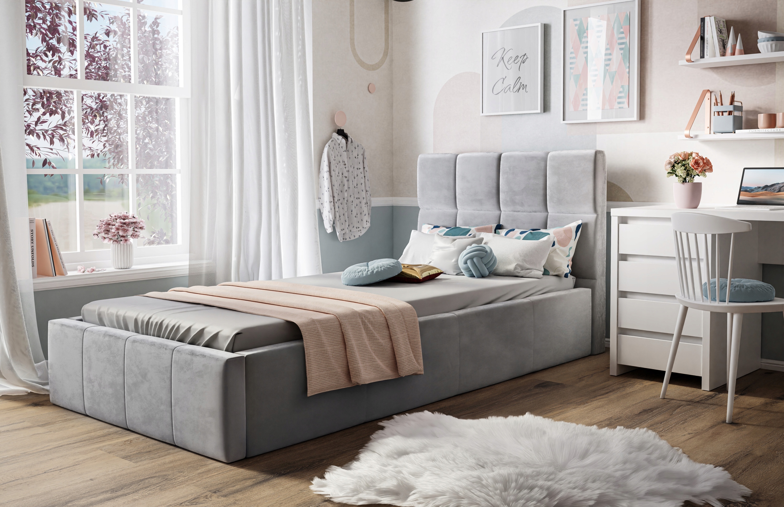 Łóżko tapicerowane CHARLIE pojedyncze 90x200 Marka Lukmebel