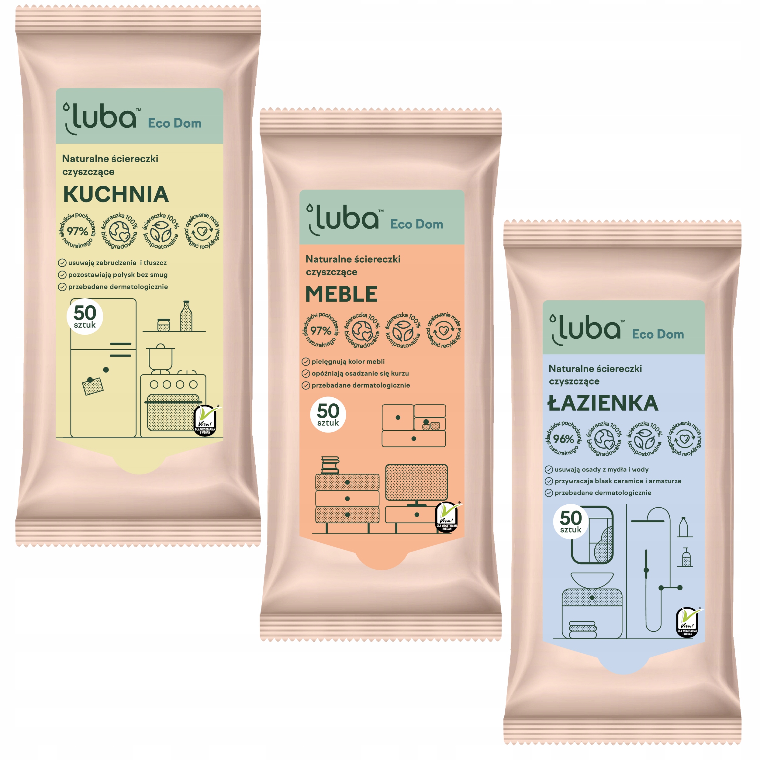 

Ściereczki nawilżane naturalne Luba Eco Dom 3x50