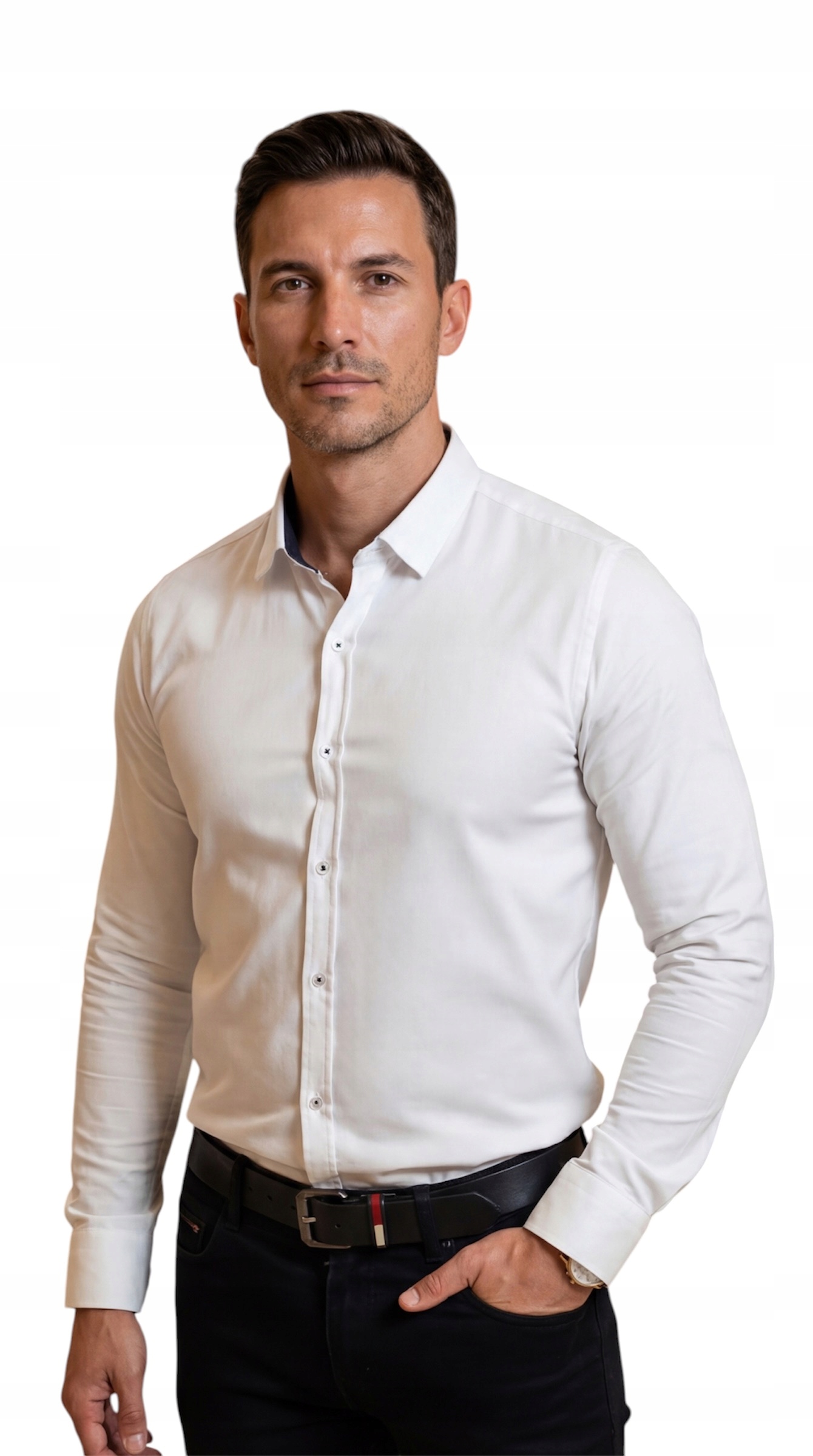 Neformální košile slim fit klasická oxford bílá EGO03 S