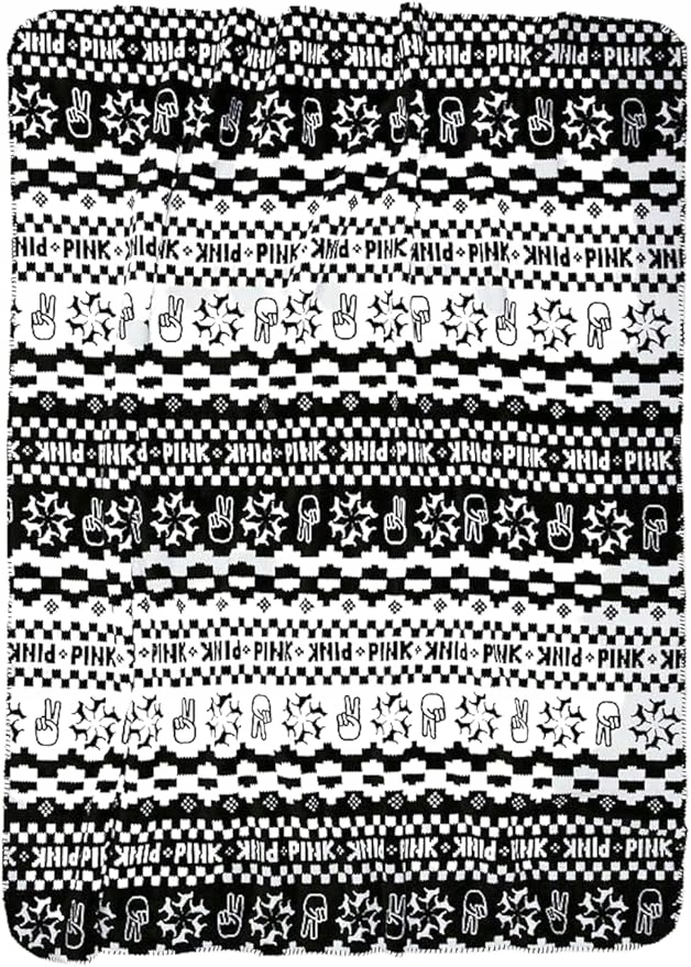 Měkká černobílá deka s pejsky Victoria's Secret Pink 127 x 152 cm