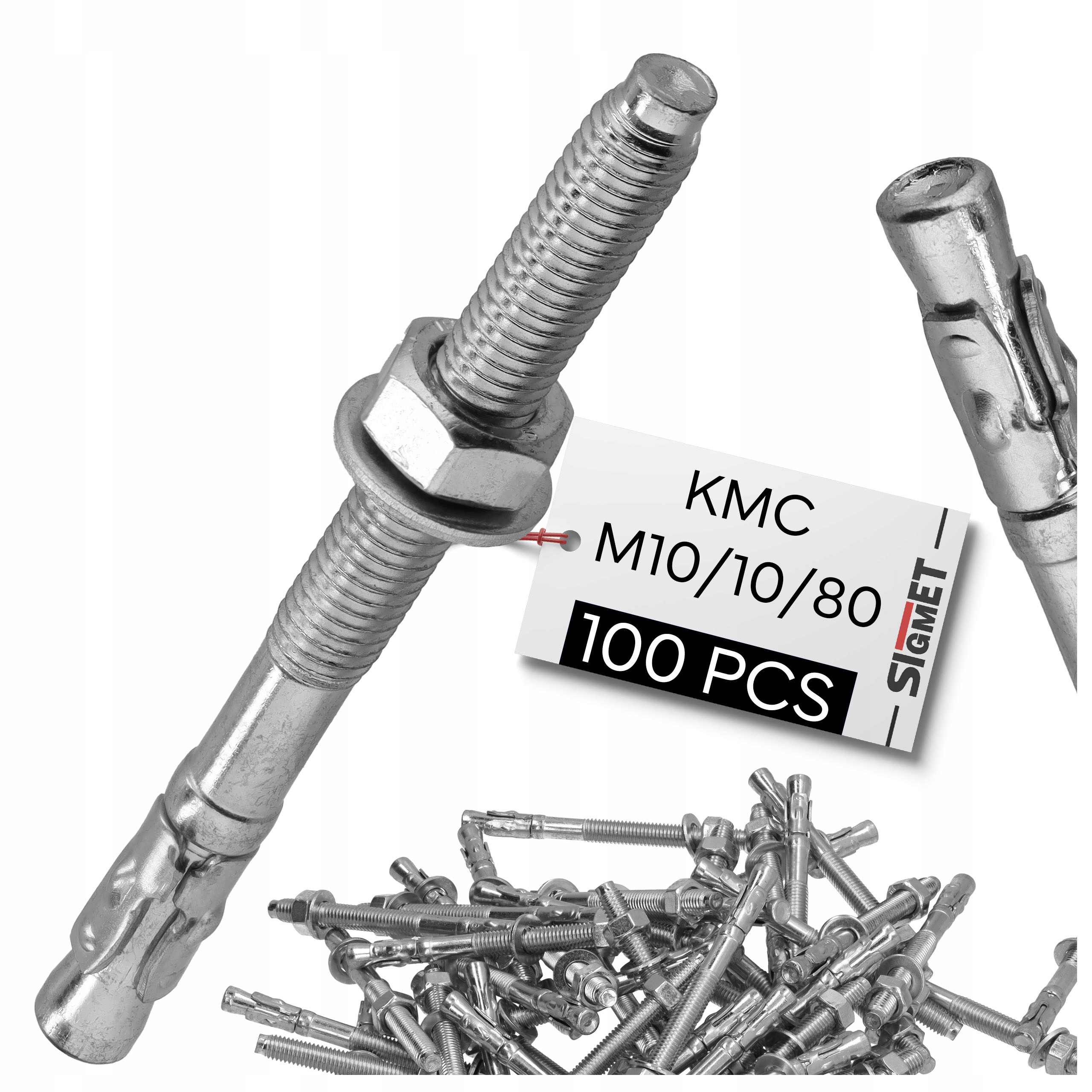 100 x Expresní ocelová kroužková kotva M10x80 spojovací díl pro betonu pozink