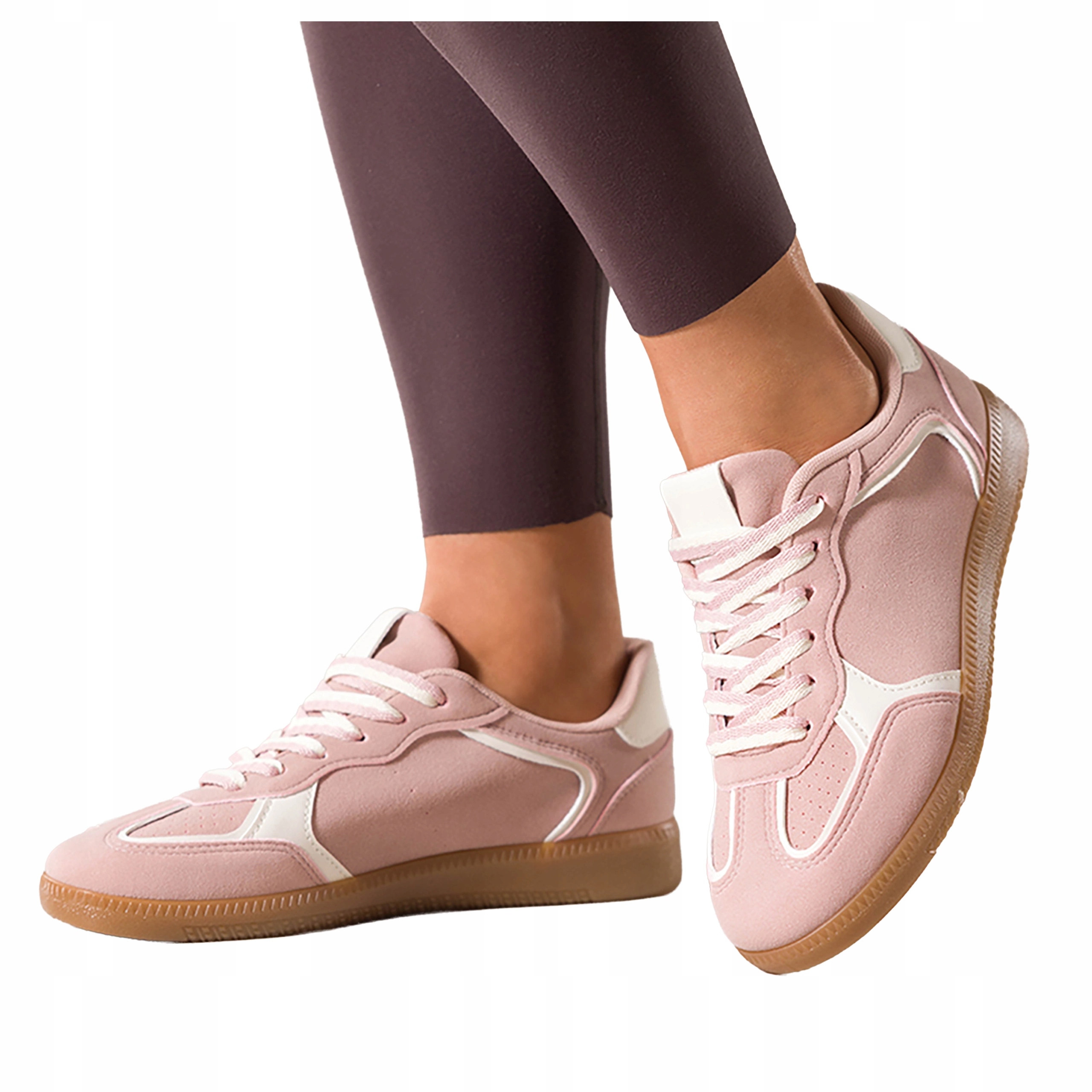 Sneakersy Růžové Dámské Sportovní Ploché Bílé Šněrovací Vložky vel. 37