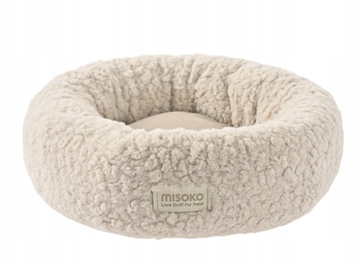 Pelíšek Misoko pro psa a kočku L 62x62 cm oválné, béžové, Komfort Premium