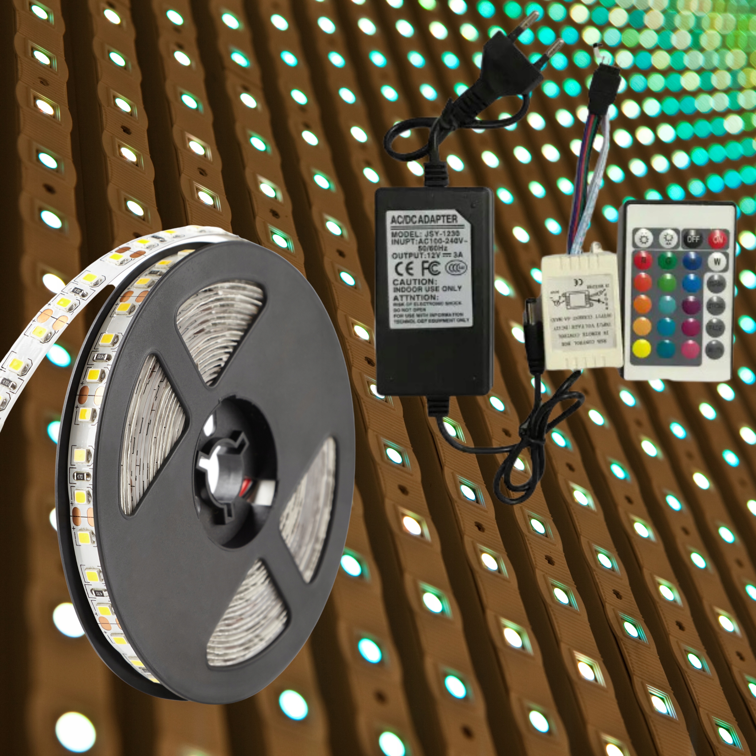 TAŚMA ŚWIETLNA KOLOROWA LED 5 M RGB + PILOT Napięcie (V) 12V DC