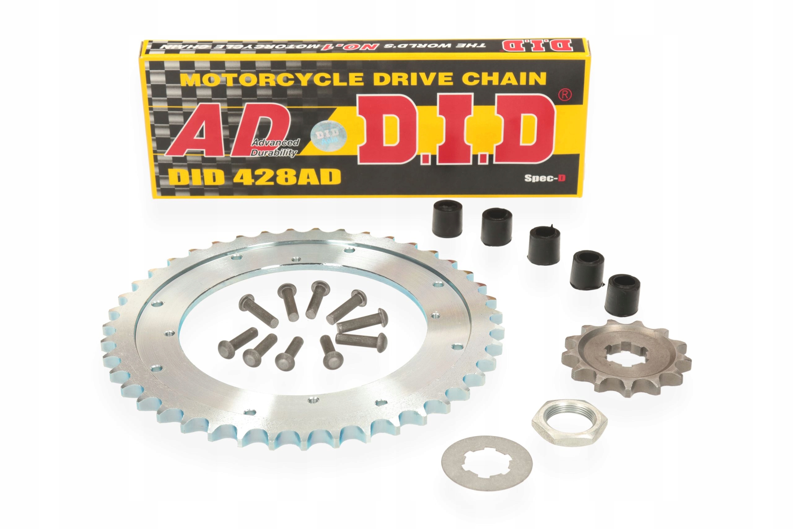 ŁAŃCUCH DID ZĘBATKA PRZÓD TYŁ NITY GUMY WSK 125 ST