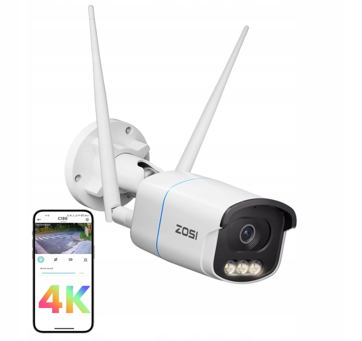 Bezpečnostní kamera Zosi 4K WiFi pro venkovní použití