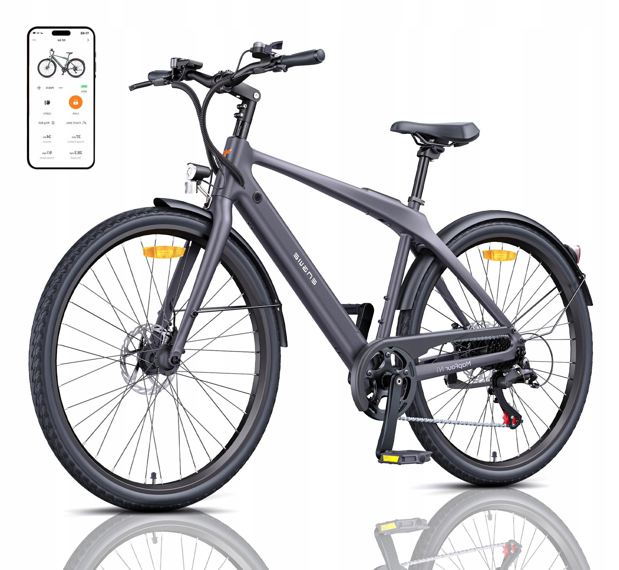 28" Elektrické kolo Engwe N1 Air 250W 36V 10AH 25 km/h, dojezd 100 km, olejové brzdy