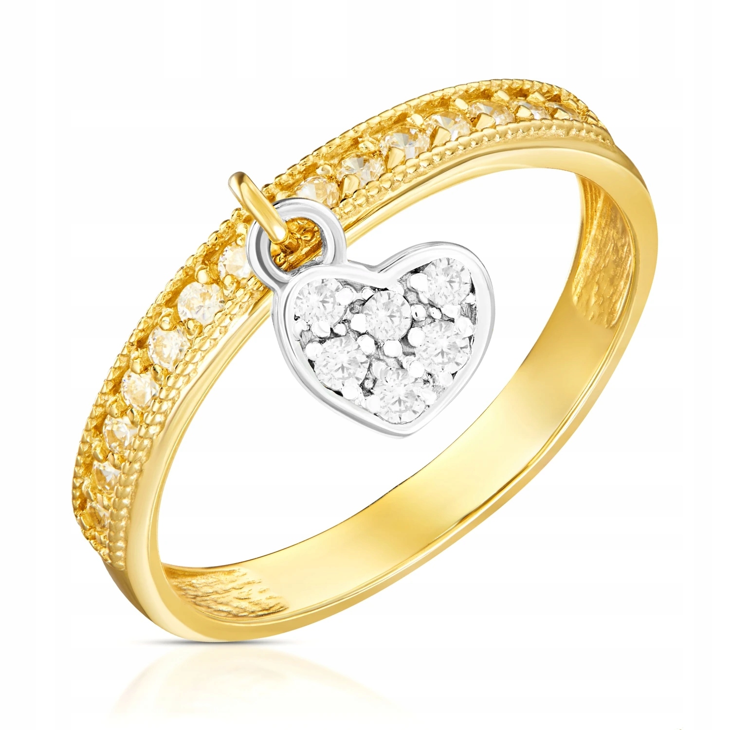 Zlatý Prstýnek Srdíčko Se Zirkony 585 Závěsné Srdce Vel. 18