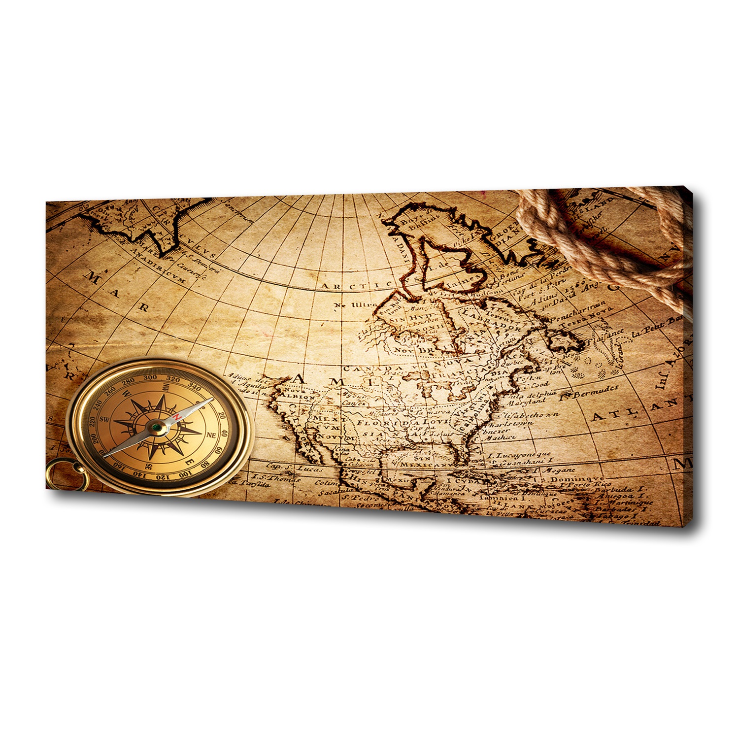 

Foto obraz na płótnie Kompas na mapie 125x50 cm