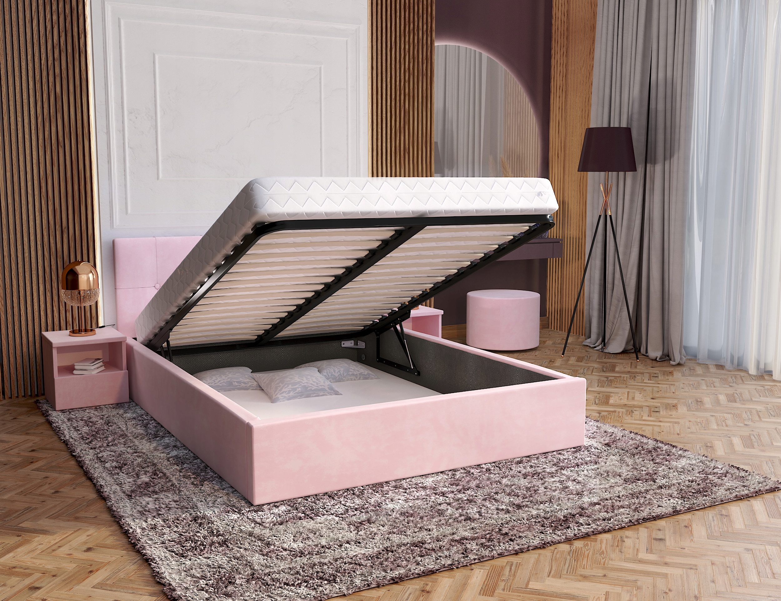 Lůžko 120x200 čalouněné kovová konstrukce matrace Vegas