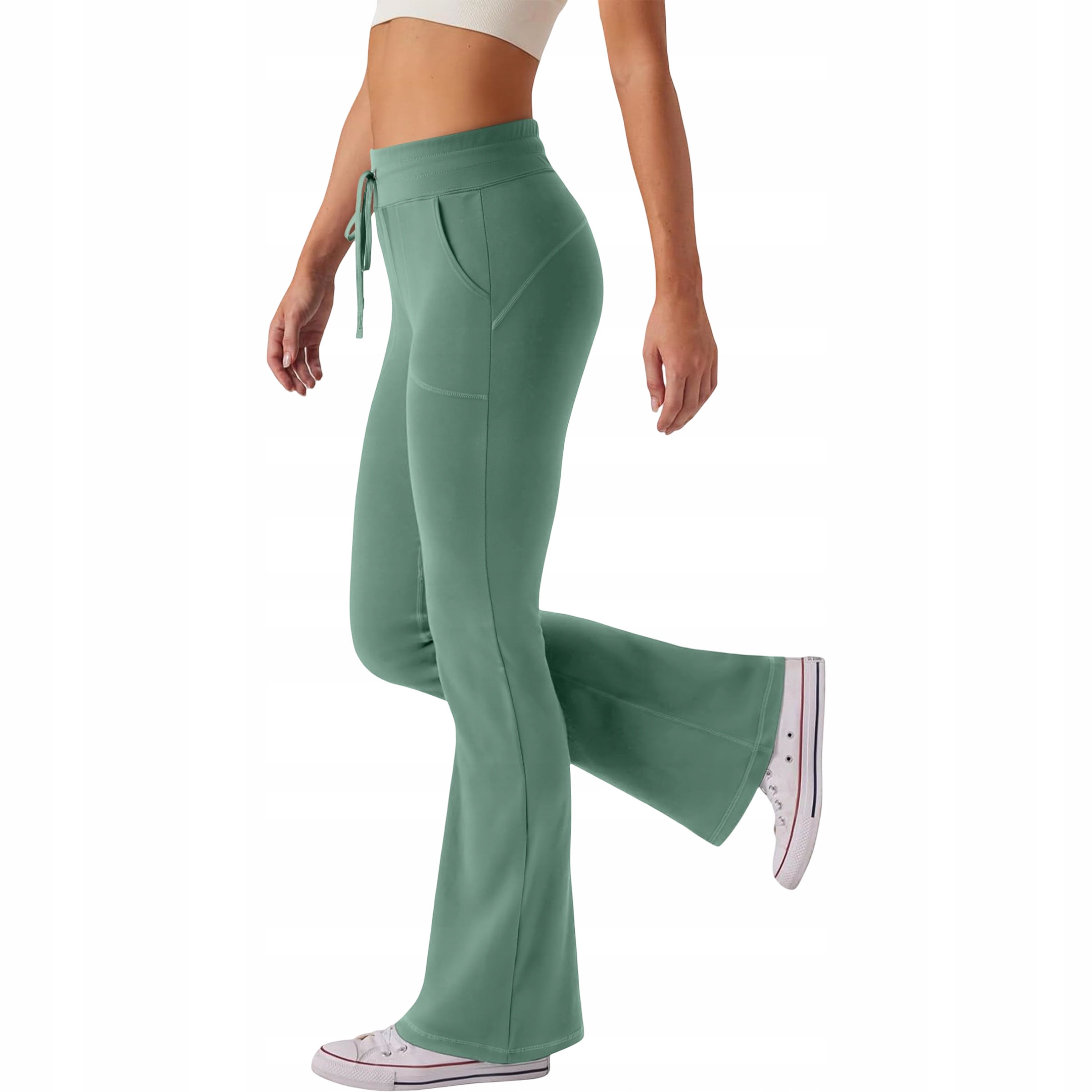 Dámské legíny Zvony Tréninkové kalhoty na jógu Zelené L