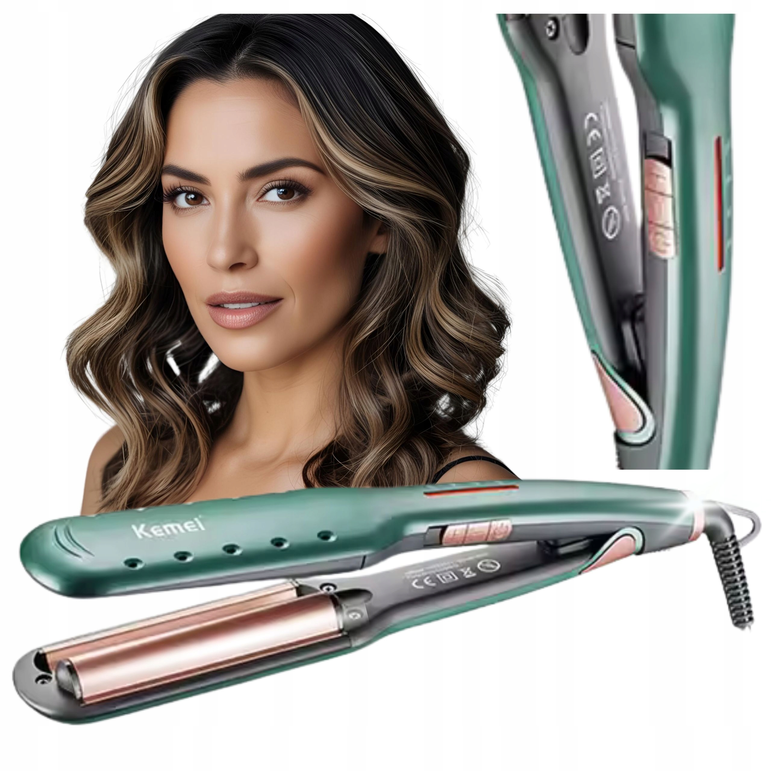 Lokówka Falownica Do Włosów Ceramiczna Kemei Fale Duża Moc 60W