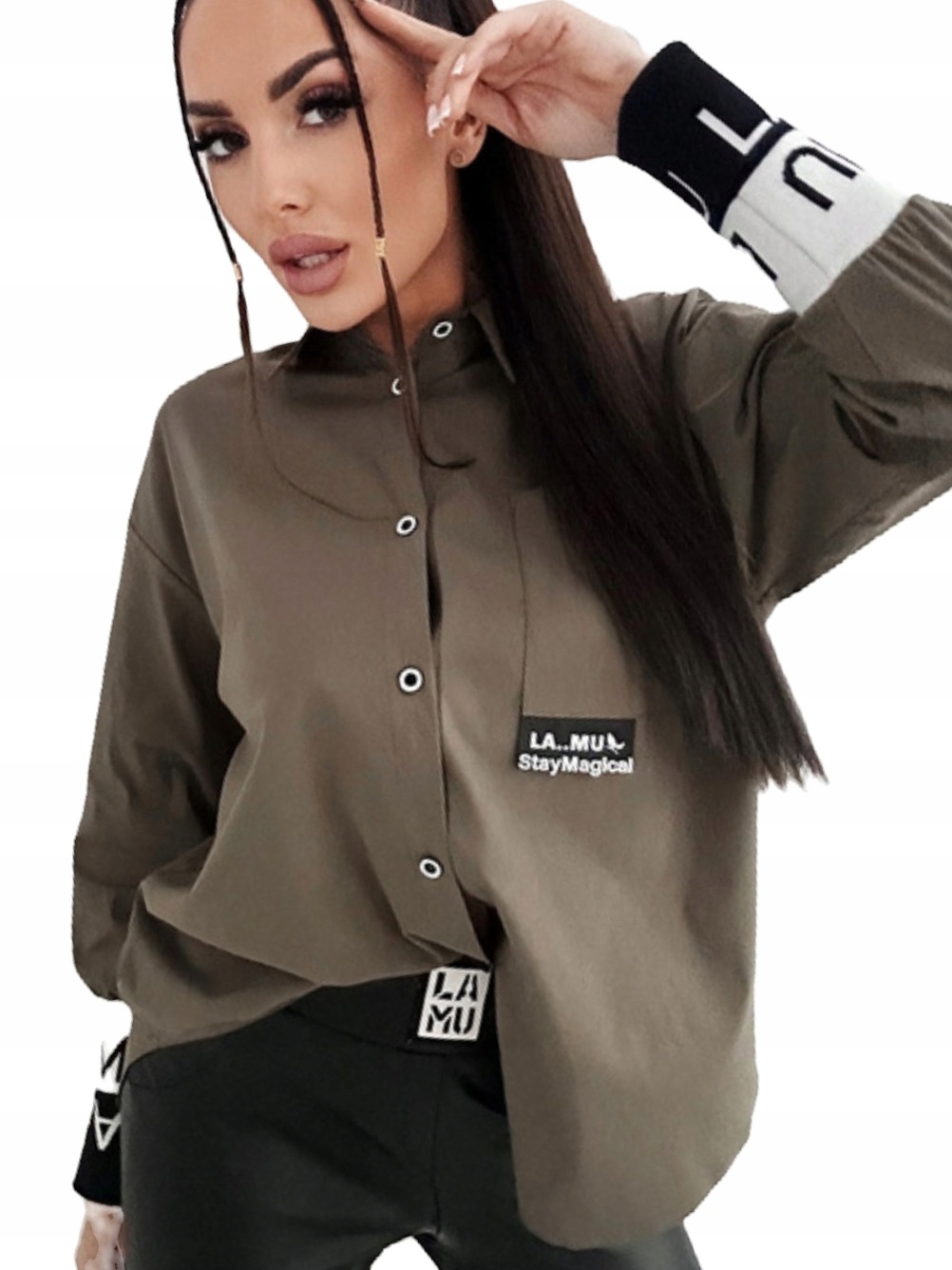 La..mu khaki bavlněná košile Fall Fusion Uni