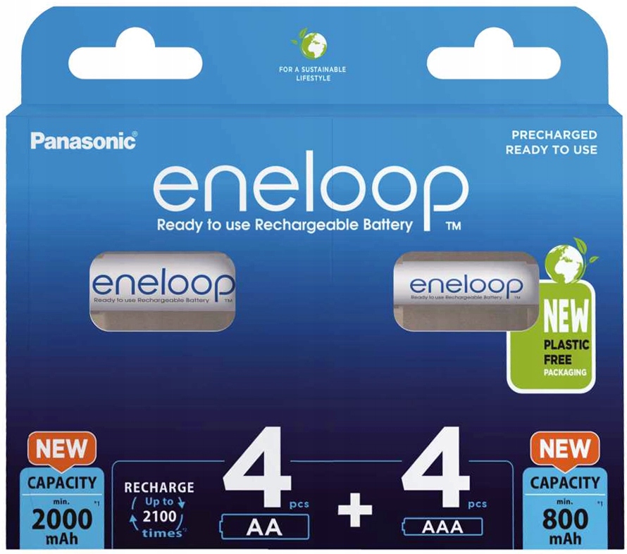 8X PANASONIC ENELOOP 4x2000 R6/AA 4x800 R3/AAA Бренд Eneloop