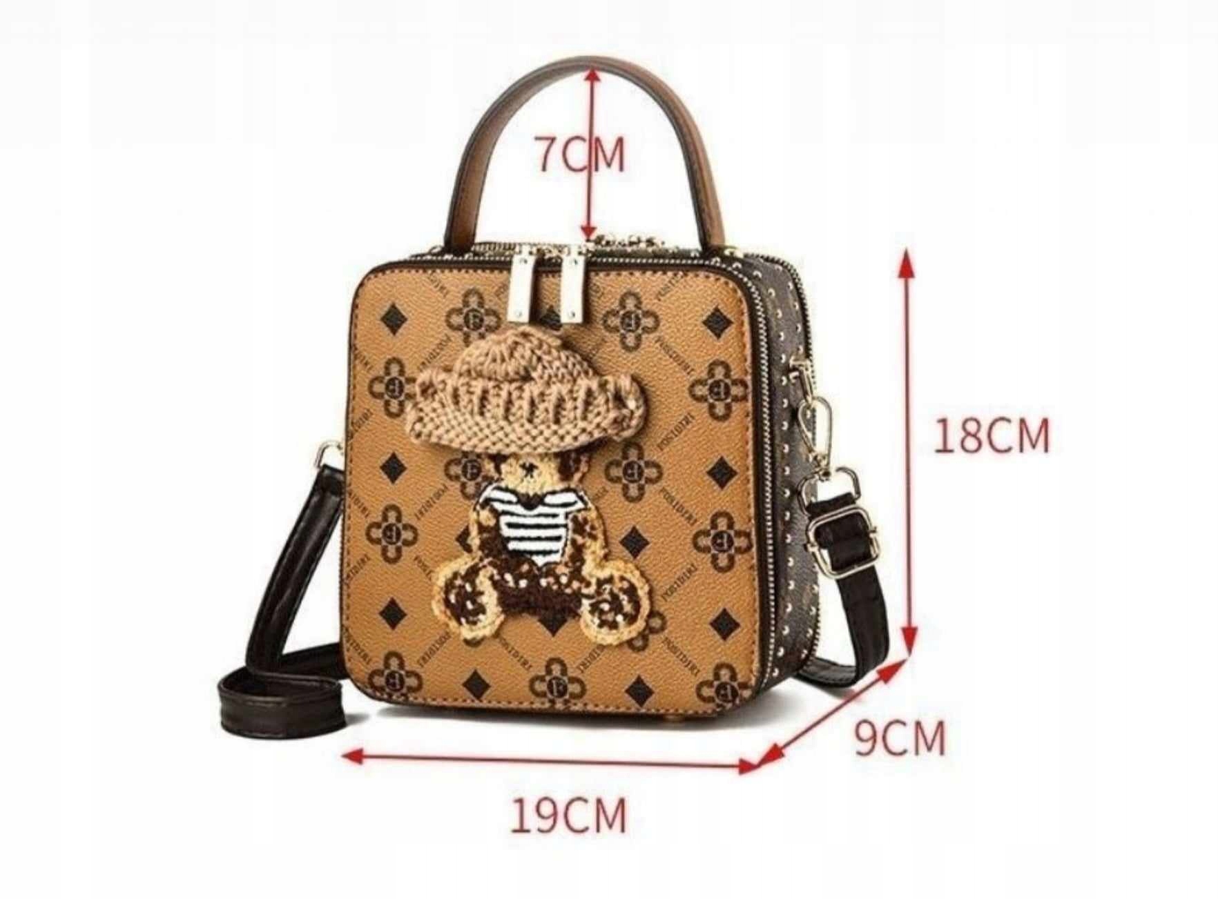 TORBA TOREBKA DAMSKA LISTONOSZKA KUFEREK NA RAMIĘ MAŁA TEDDY BEAR MIŚ KOLOR Nazwa koloru producenta torba torebka damska duża pojemna na ramię kuferek