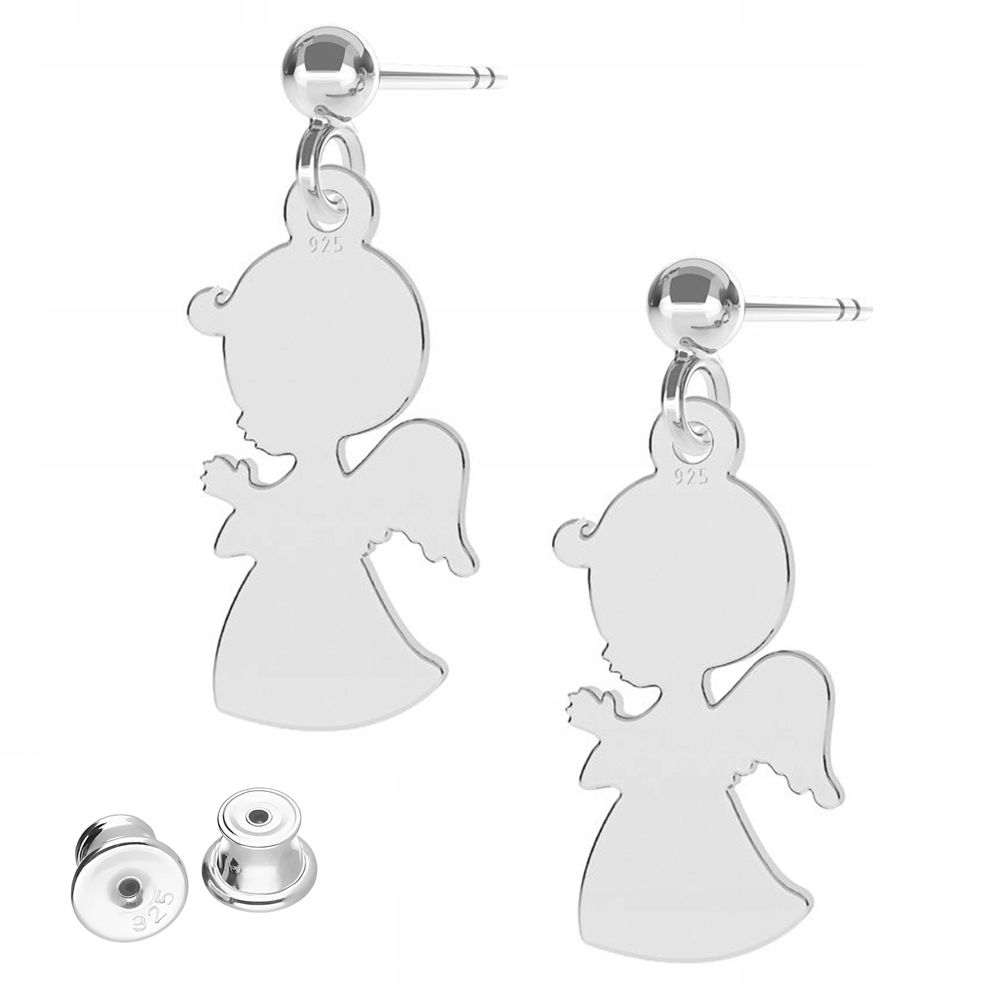 Stříbrné Náušnice Andělé Chlapec Anděl strážný Stříbro 925