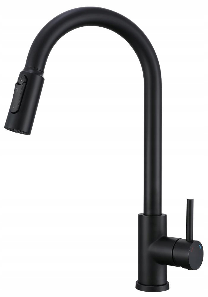 Bateria Kuchenna Zlewozmywakowa Trójdrożna Goya Czarna Wyciągana Wylewka 2F