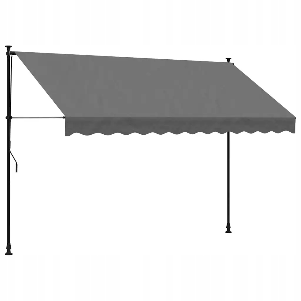 Výškově nastavitelná rolovací markýza, antracit, 300 x 150 cm, ocel, polyresin