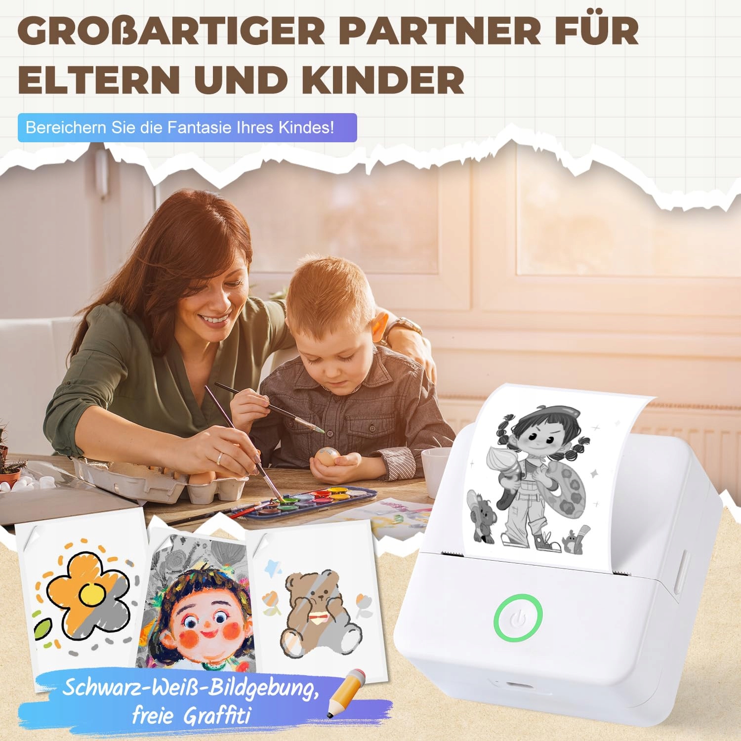 PRAOAHEI Mini Drukarka Termiczna Bluetooth Do Zdjęć i Notatek — miniatura 3
