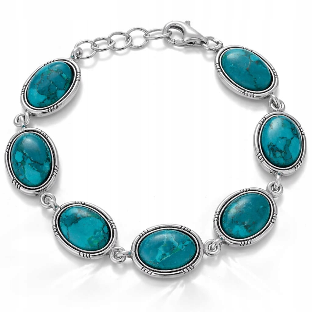 Stříbrný náramek s chryzokolou 925 elegantní dámský