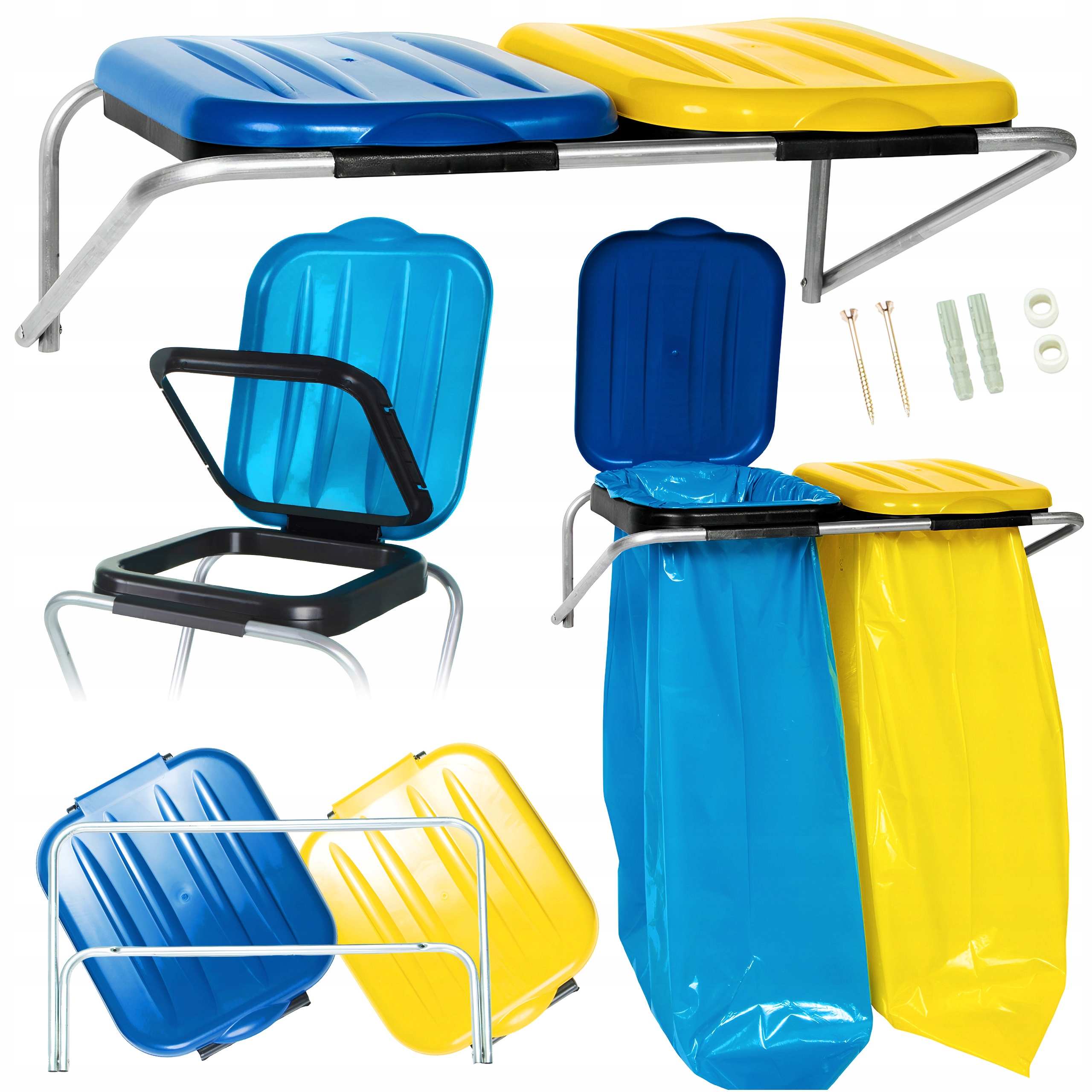 Levně Nástěnný Závěsný Držák Na Tříděný Odpad 2 Barvy Na Sáčky 120 L