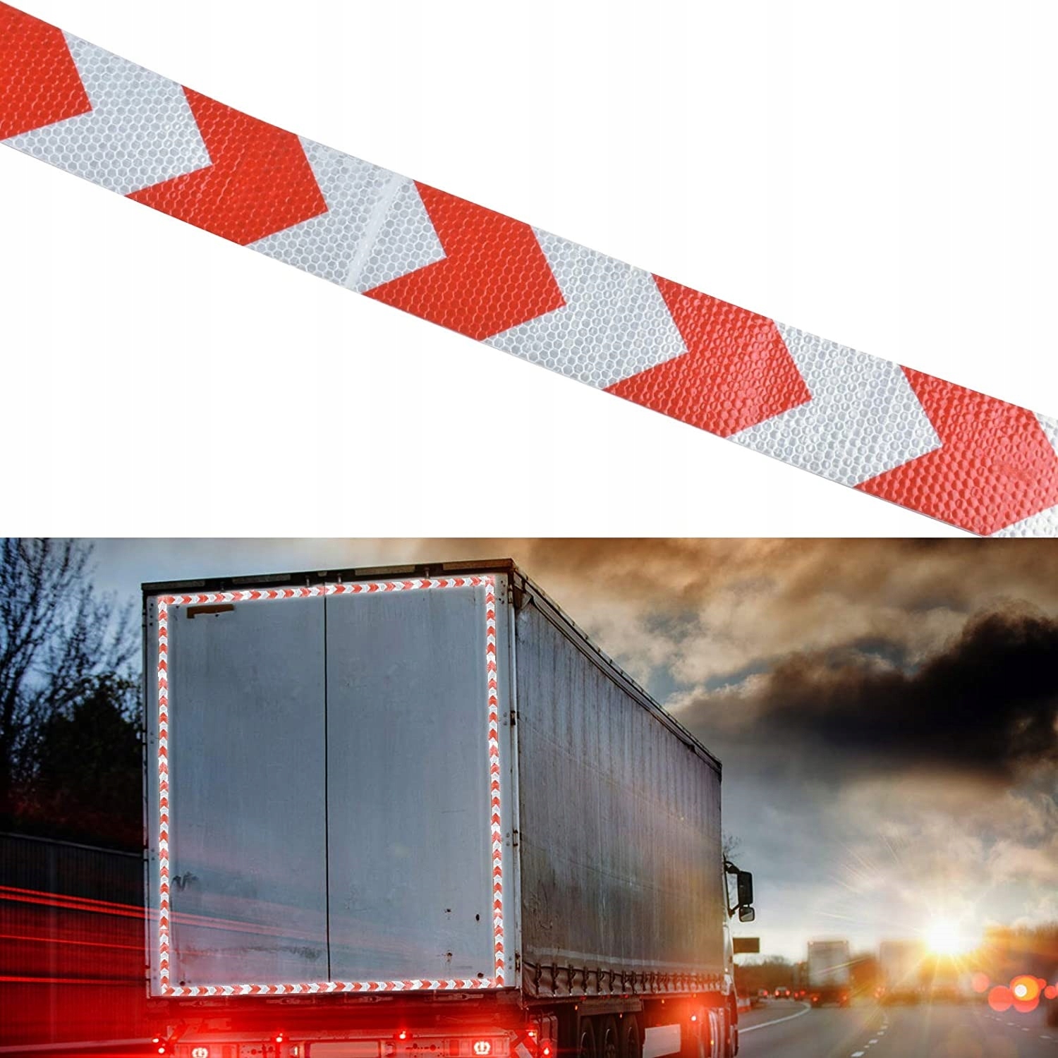 TAŚMA OSTRZEGAWCZA ODBLASKOWA CZERWONO BIAŁA 25m EAN (GTIN) 4058222682784