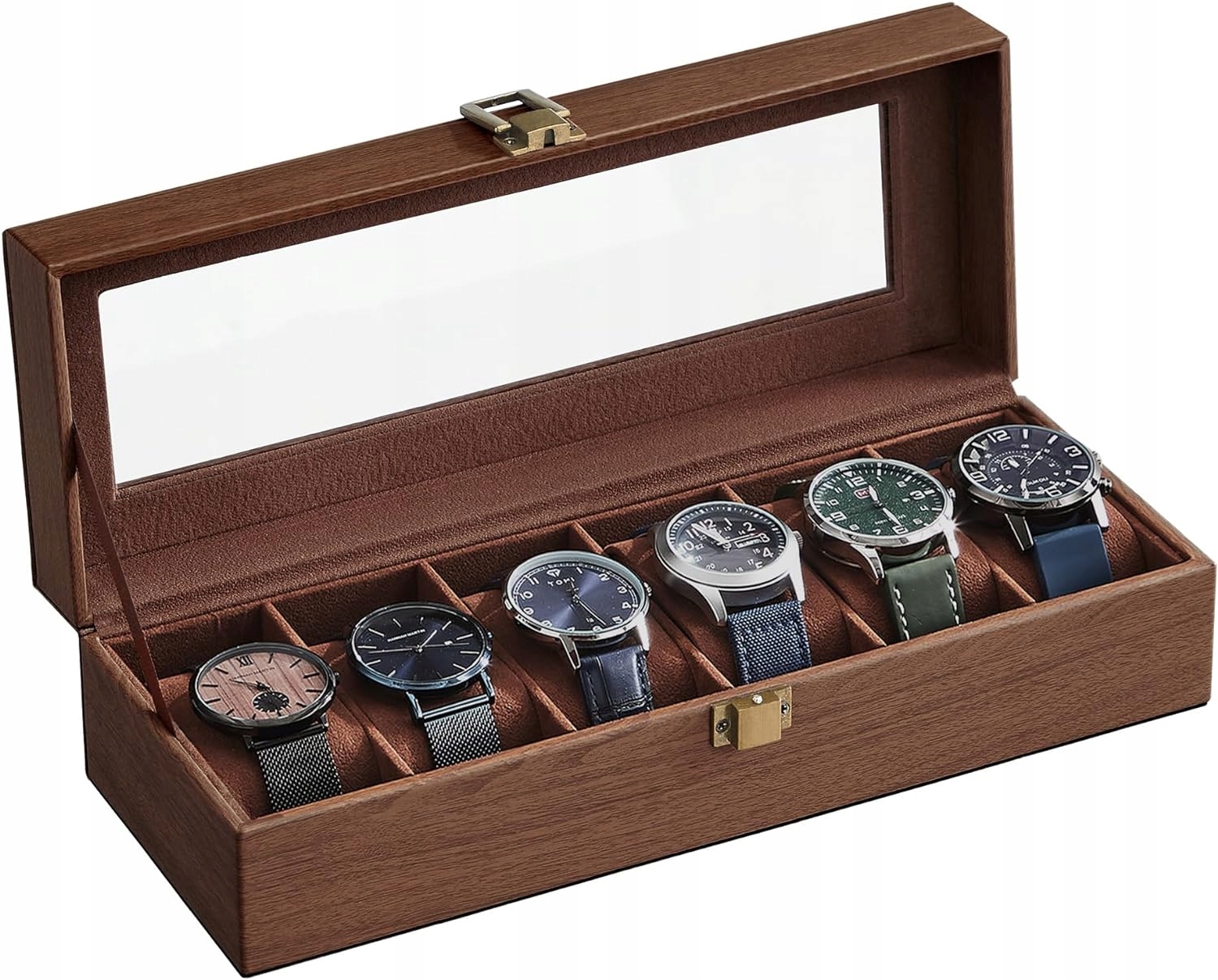 ETUI NA ZEGARKI SZKATUŁKA ORGANIZER PUDEŁKO 6szt BRĄZOWE