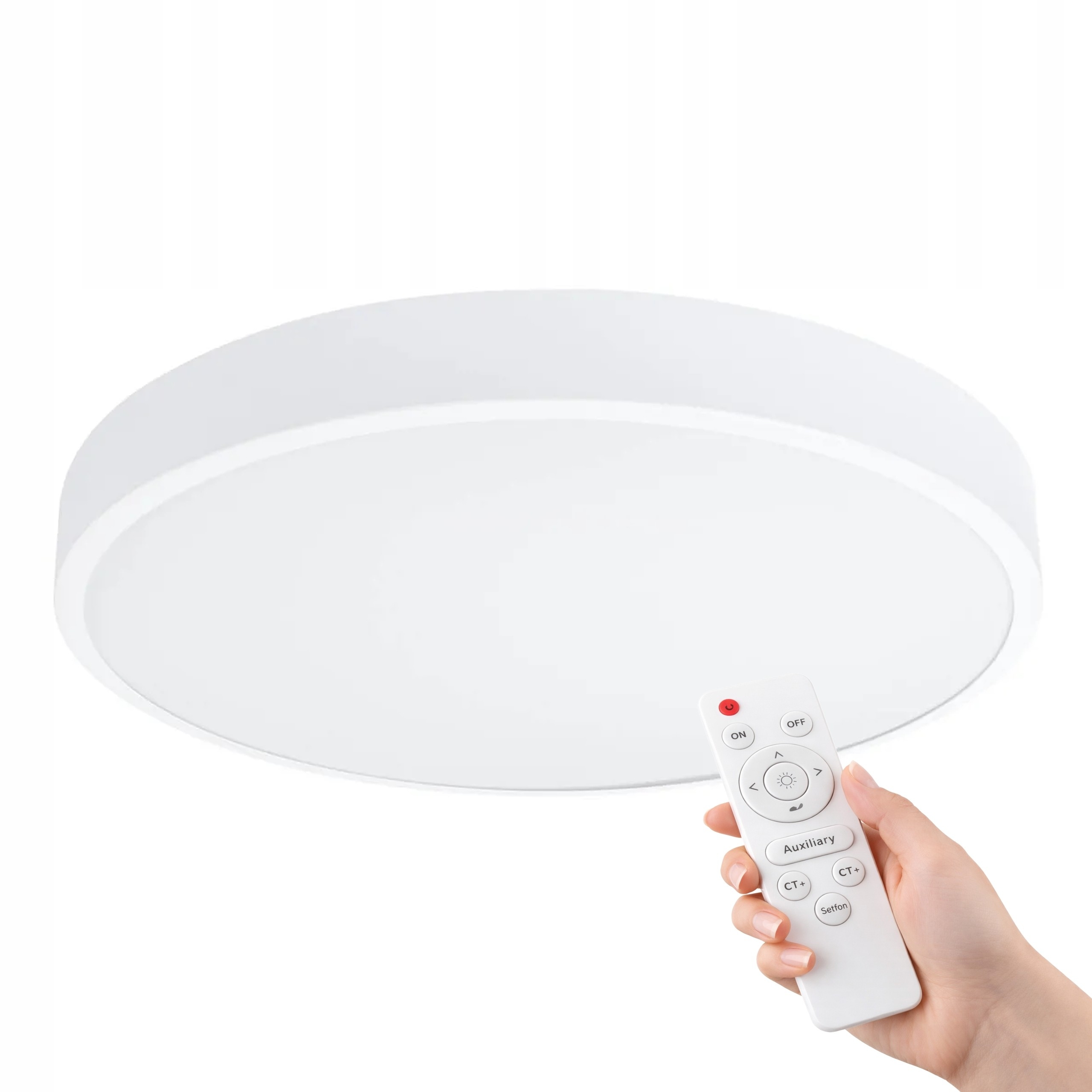 Stropní Svítidlo Bílá Stropní Svítidlo 50 CM Kulatý Lustr 3 Barvy Led S Dálkovým Ovládáním