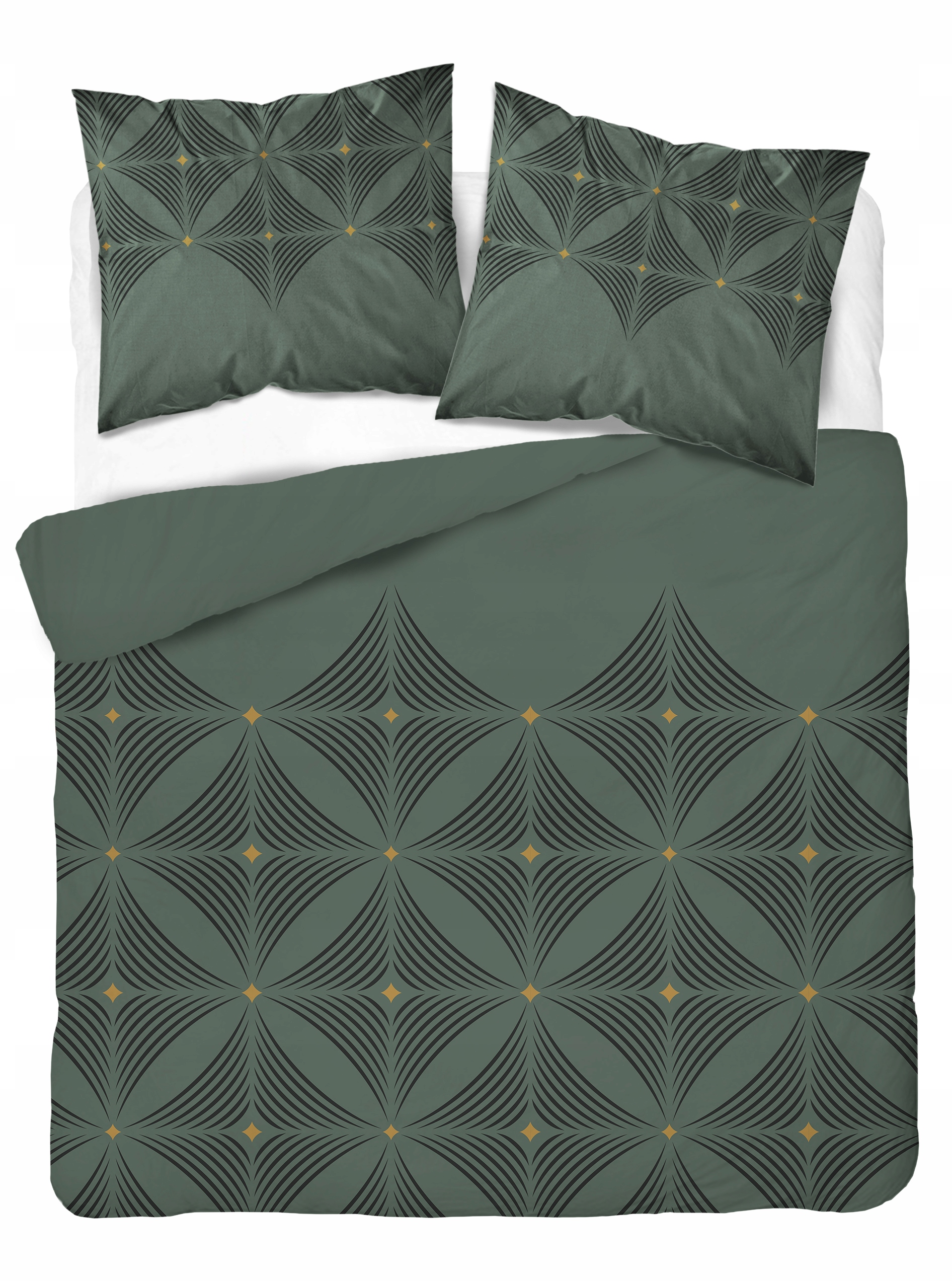 Povlečení Saténové 160x200 Geometrické Zelené