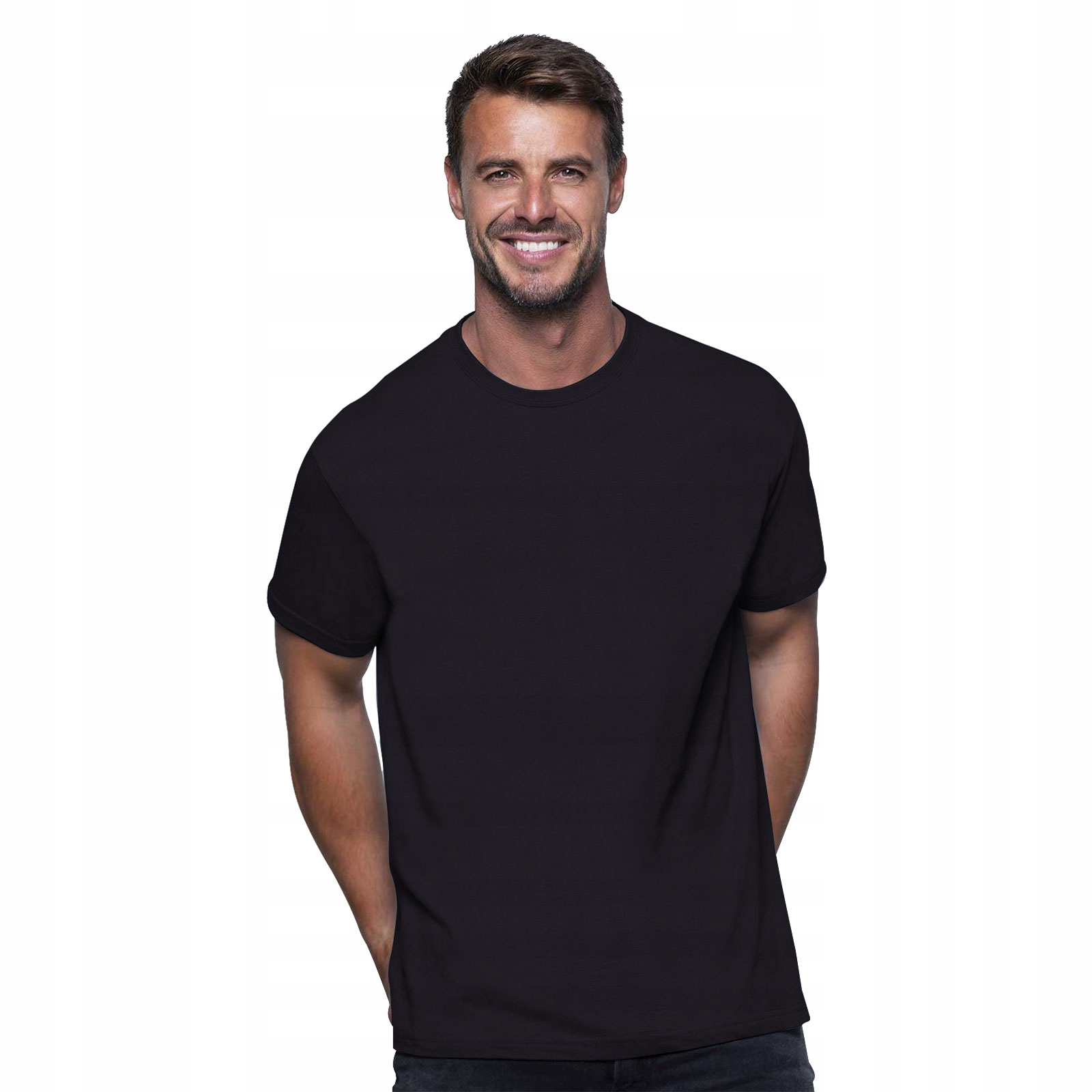 

Czarny bawełniany Tshirt męski Bawełna Jhk M